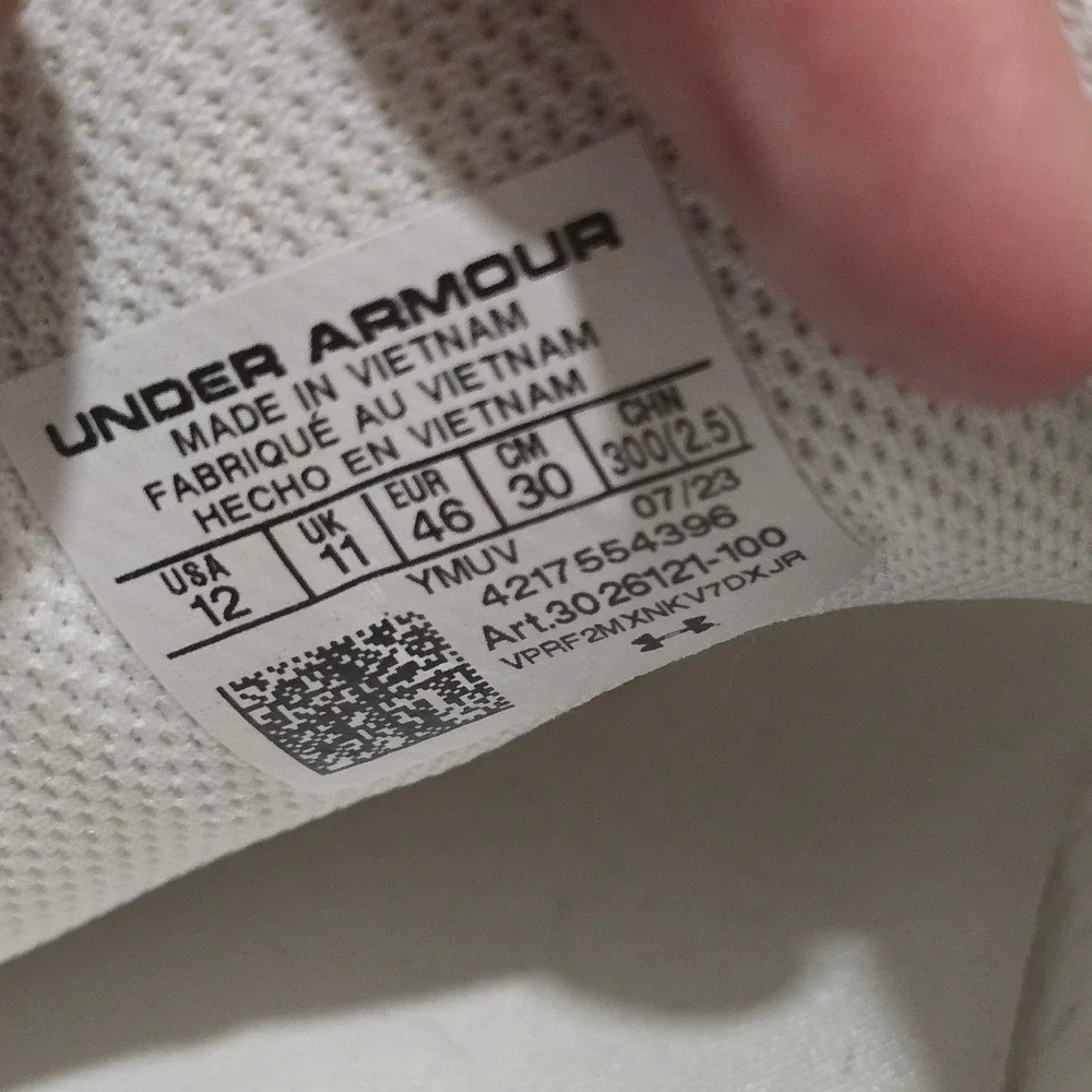 Under Armour HOVR Sneakers Men 12 White Athletic Running Shoes Minimalist Sporty